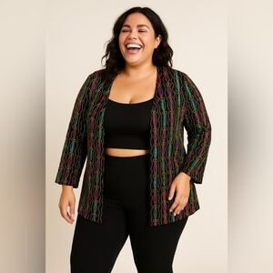 VINTAGE Fully  Beaded Open Front Blazer on Silk